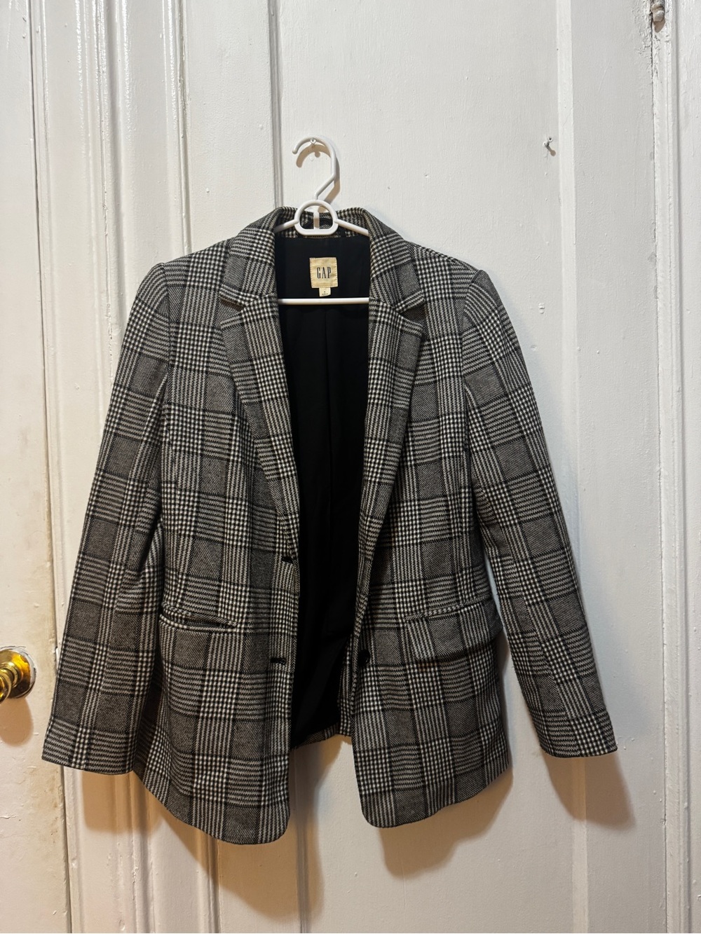 GAP Black and Gray Glen Plaid Blazer